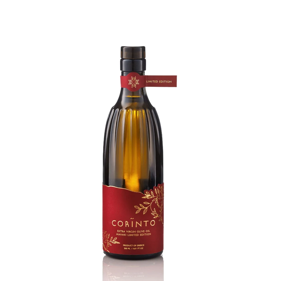 Bottle of Corinto Manaki Limited Edition extra virgin olive oil