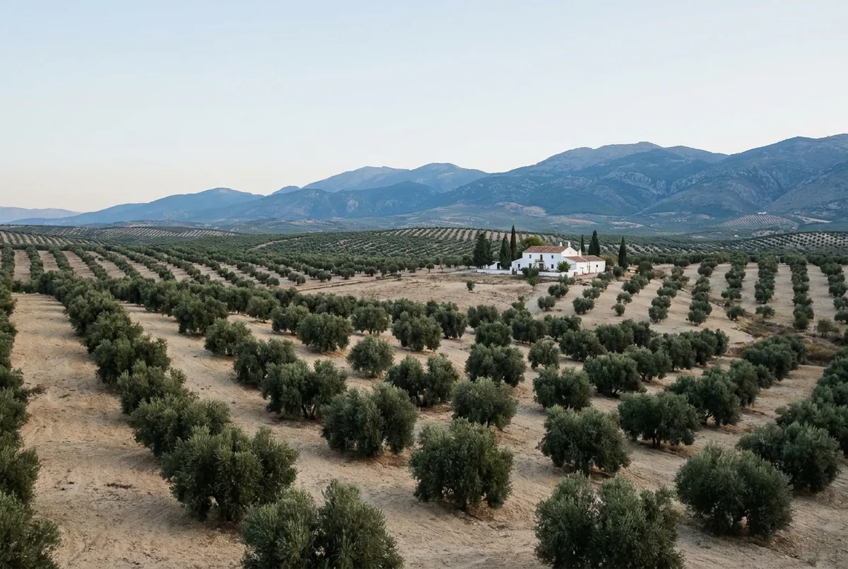 Olive country in Andalusia — a generated illustration, not a photograph of a specific grove